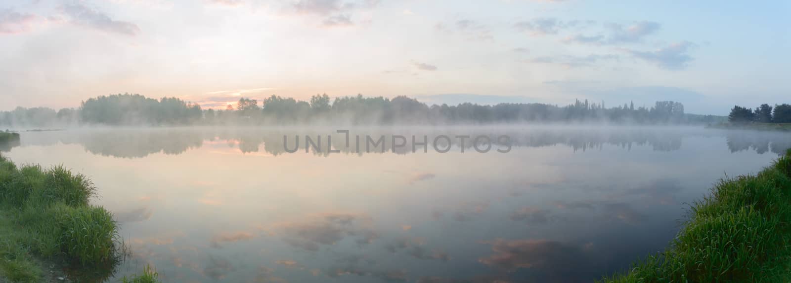 blue lake with cloudy sky, nature series