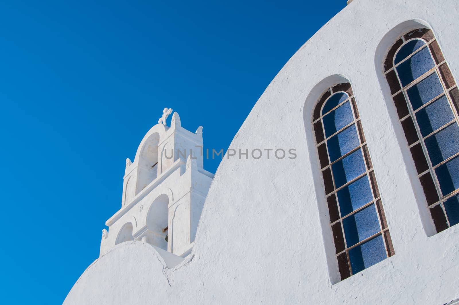 Traditional greek white church on Santorini