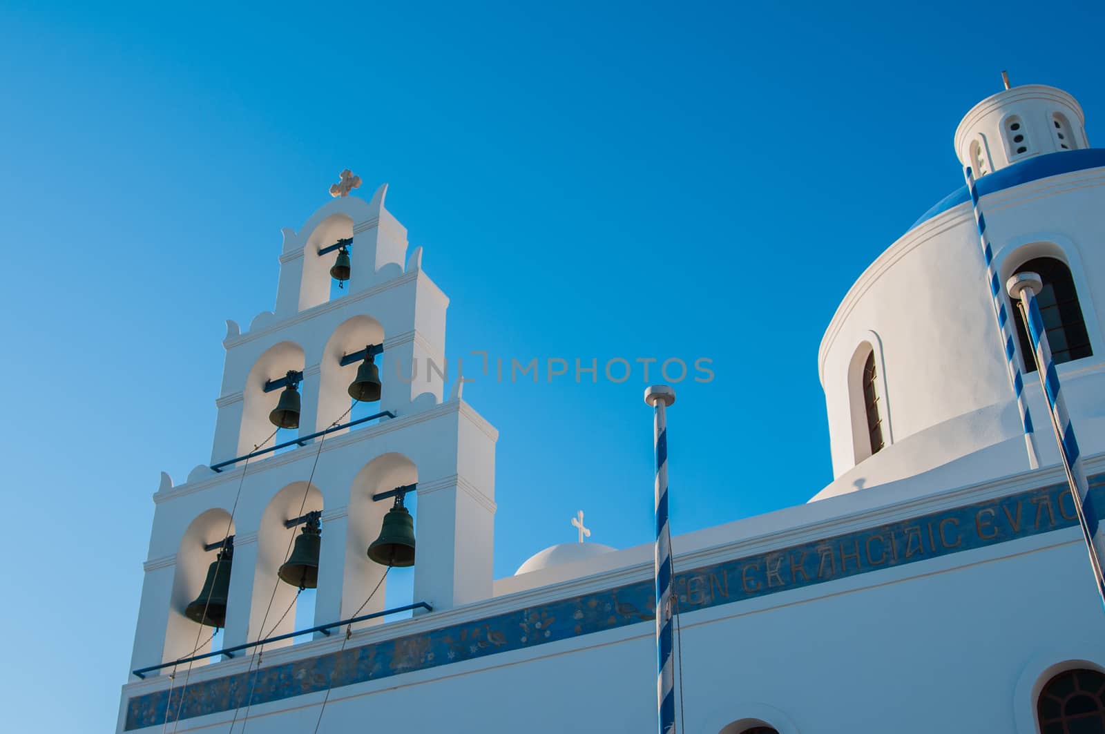 Traditional greek white church on Santorini