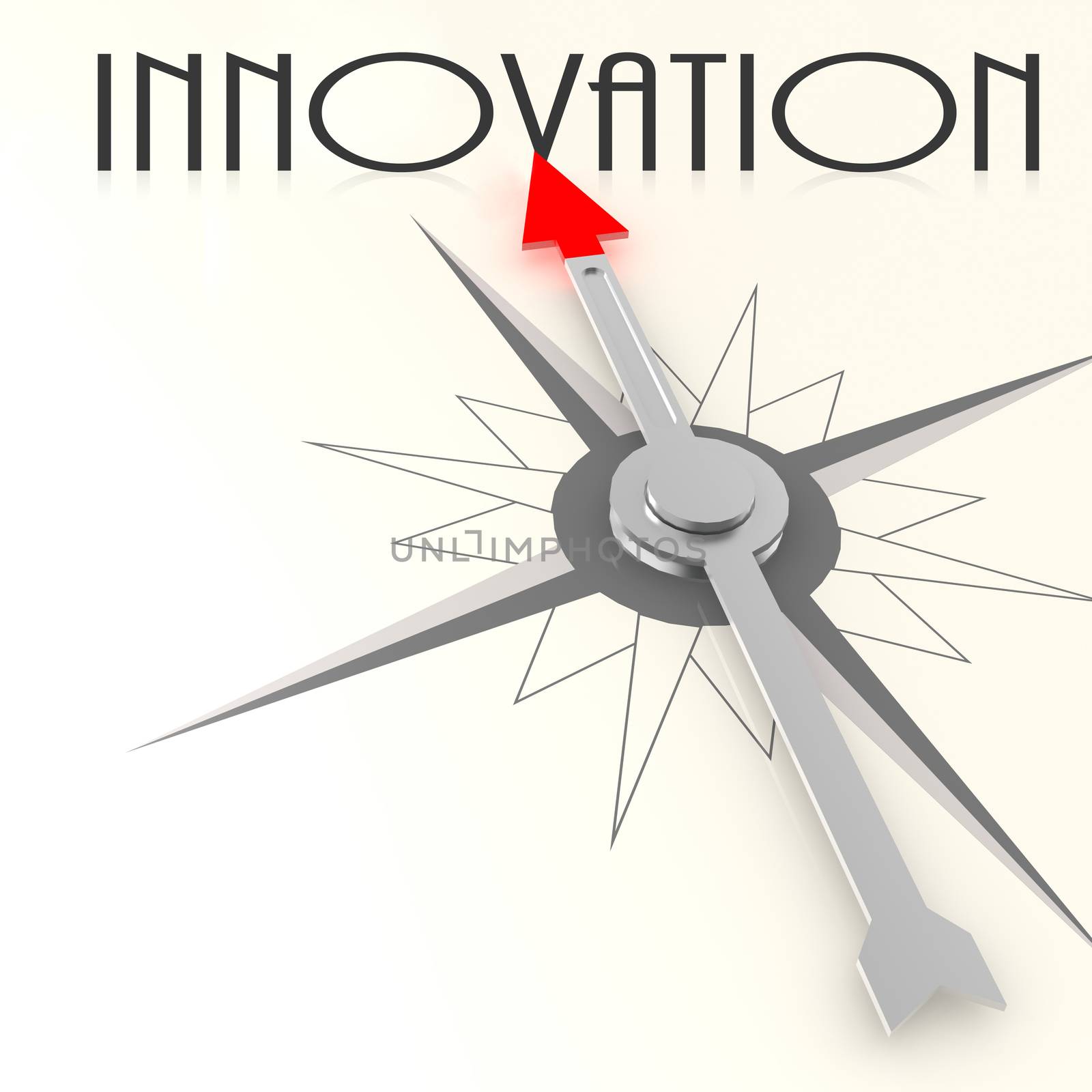 Compass with innovation word image with hi-res rendered artwork that could be used for any graphic design.