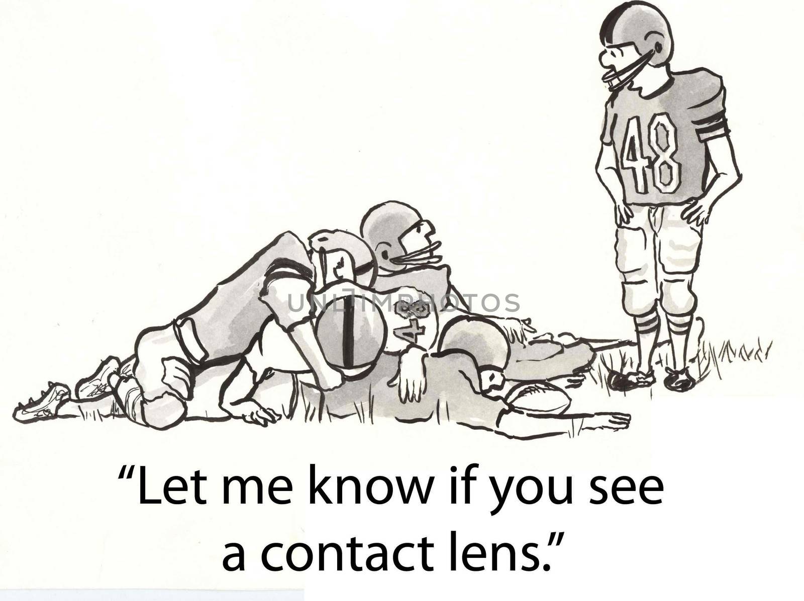 football player looks for lens