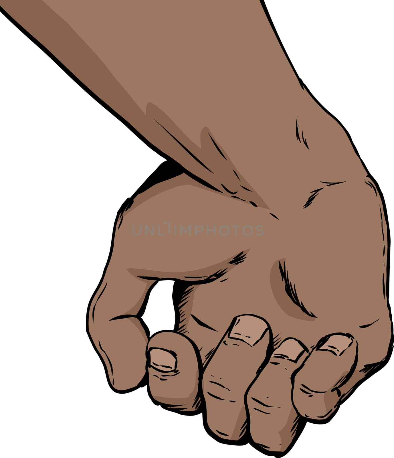 Illustration of inside of partially open human hand holding something over white background