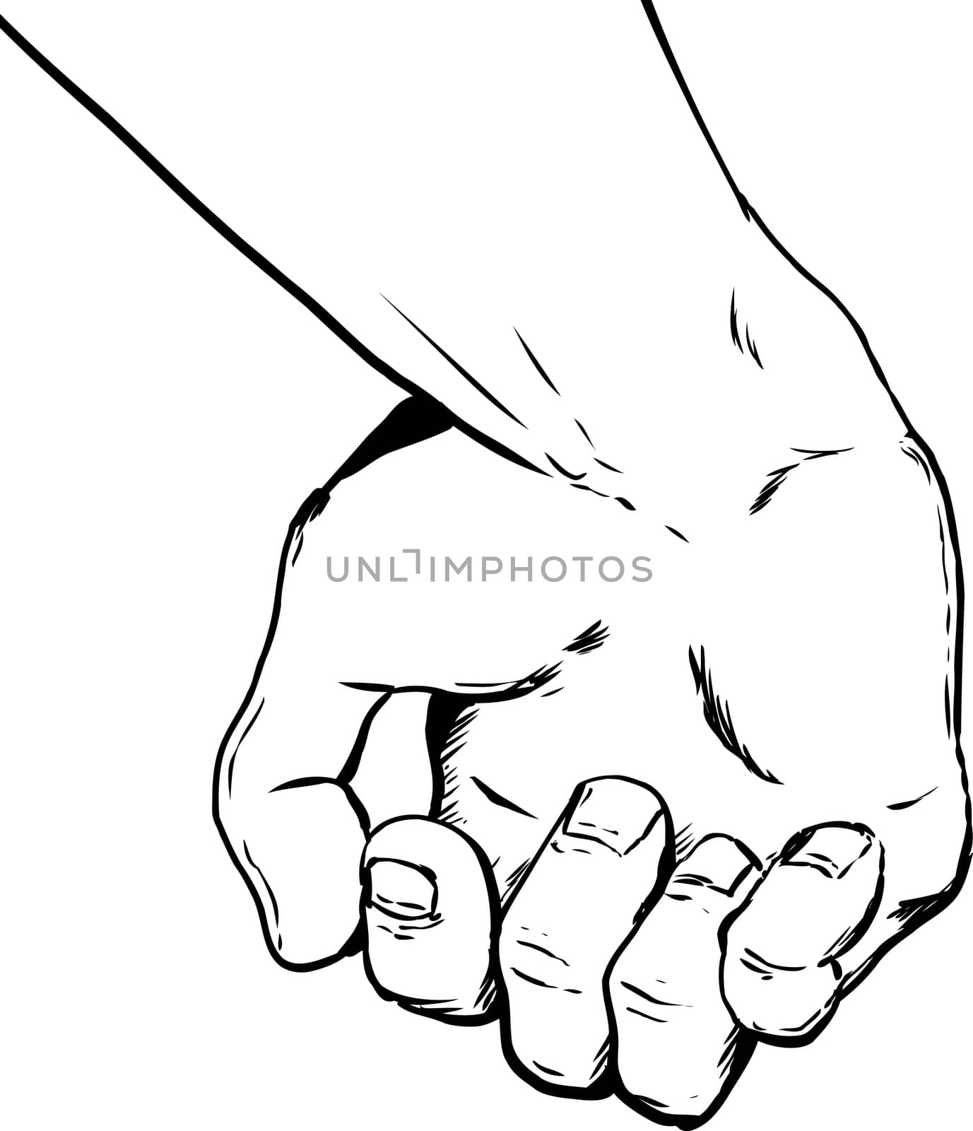 Outline illustration of inside of partially open empty hand holding something