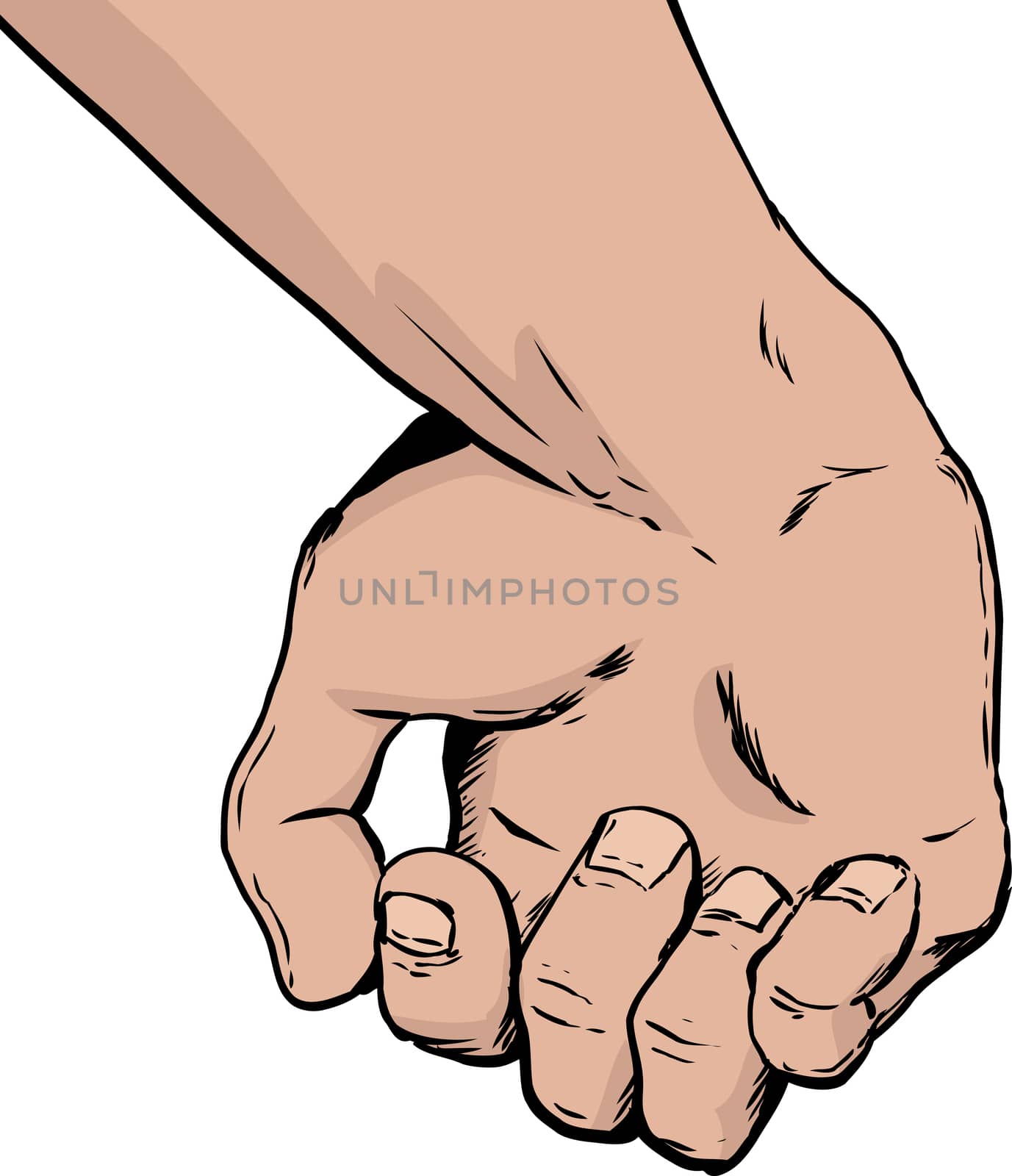 Illustration of inside of partially open human hand holding something