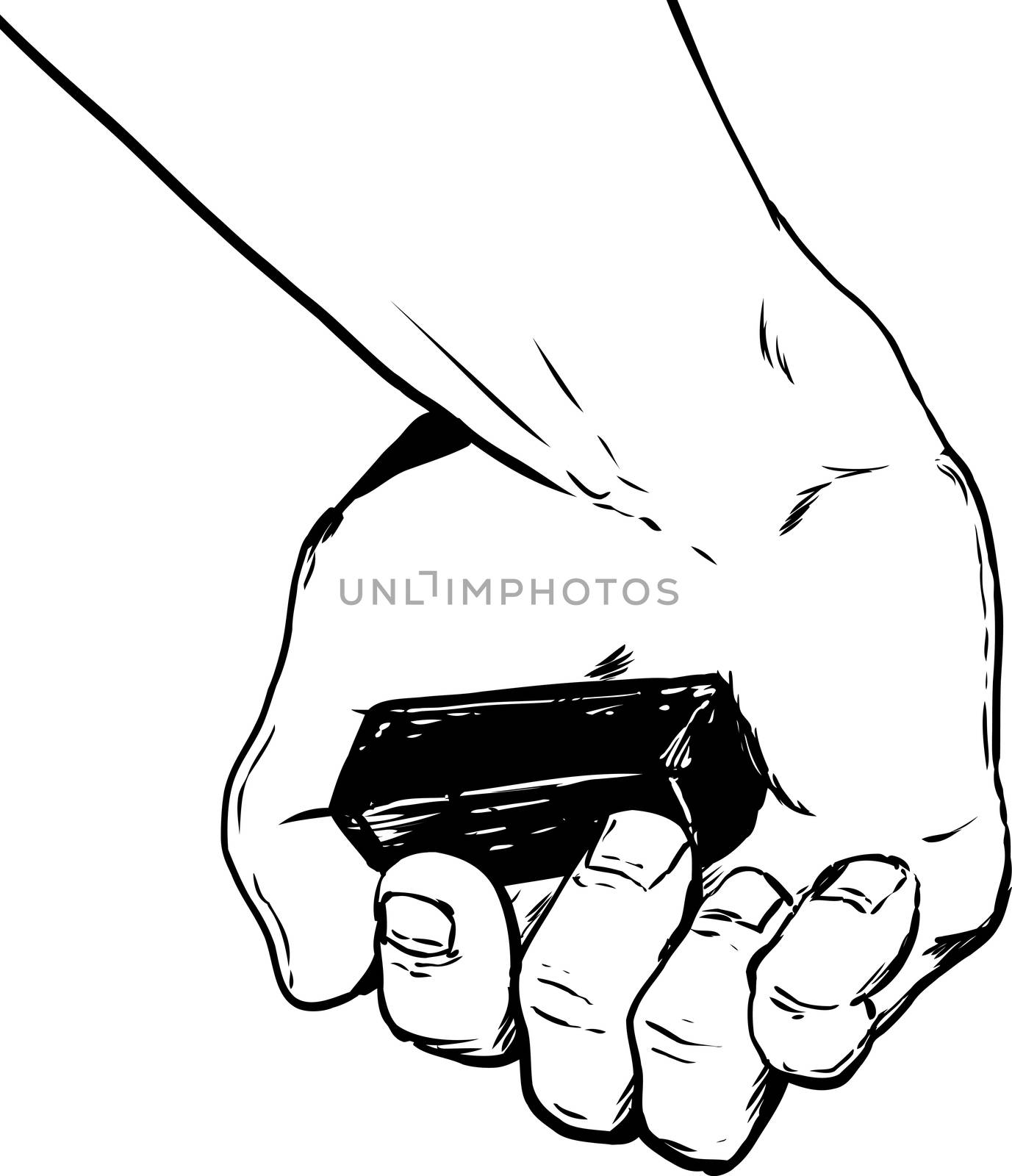 Outline drawing of hand holding charcoal block by TheBlackRhino