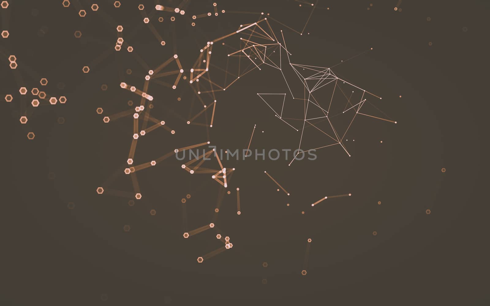 Abstract polygonal space low poly dark background with connecting dots and lines. Connection structure. 3d rendering