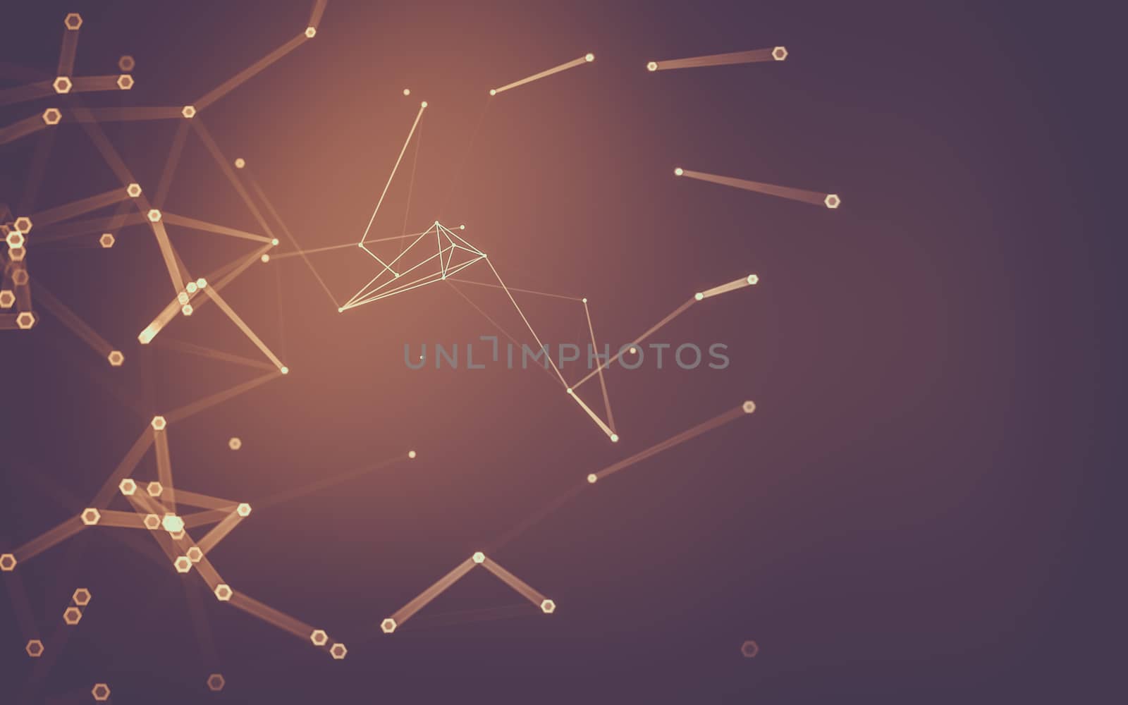 Abstract polygonal space low poly dark background with connecting dots and lines. Connection structure. 3d rendering