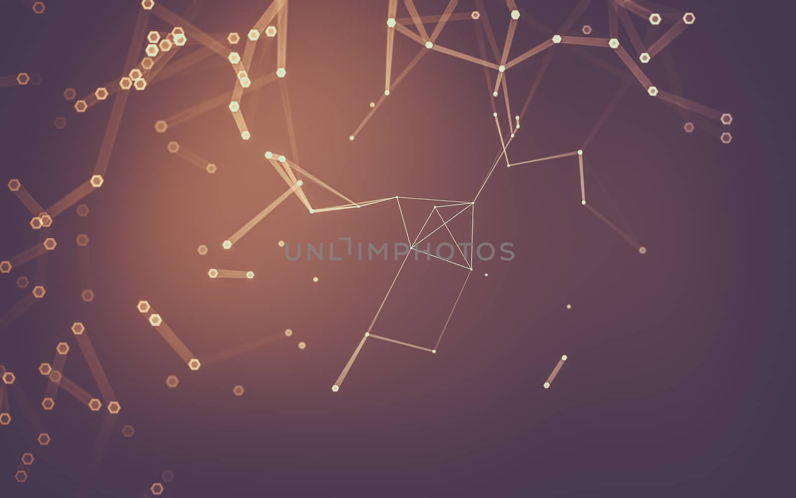 Abstract polygonal space low poly dark background, 3d rendering by teerawit