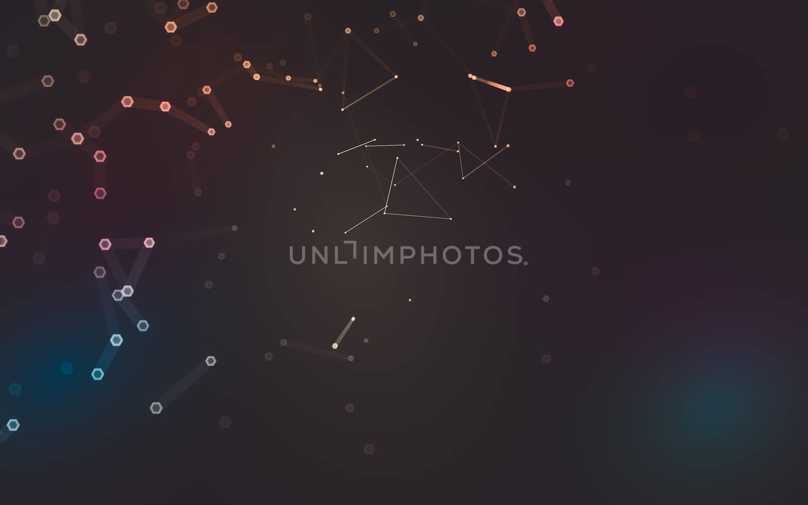 Abstract polygonal space low poly dark background with connecting dots and lines. Connection structure. 3d rendering