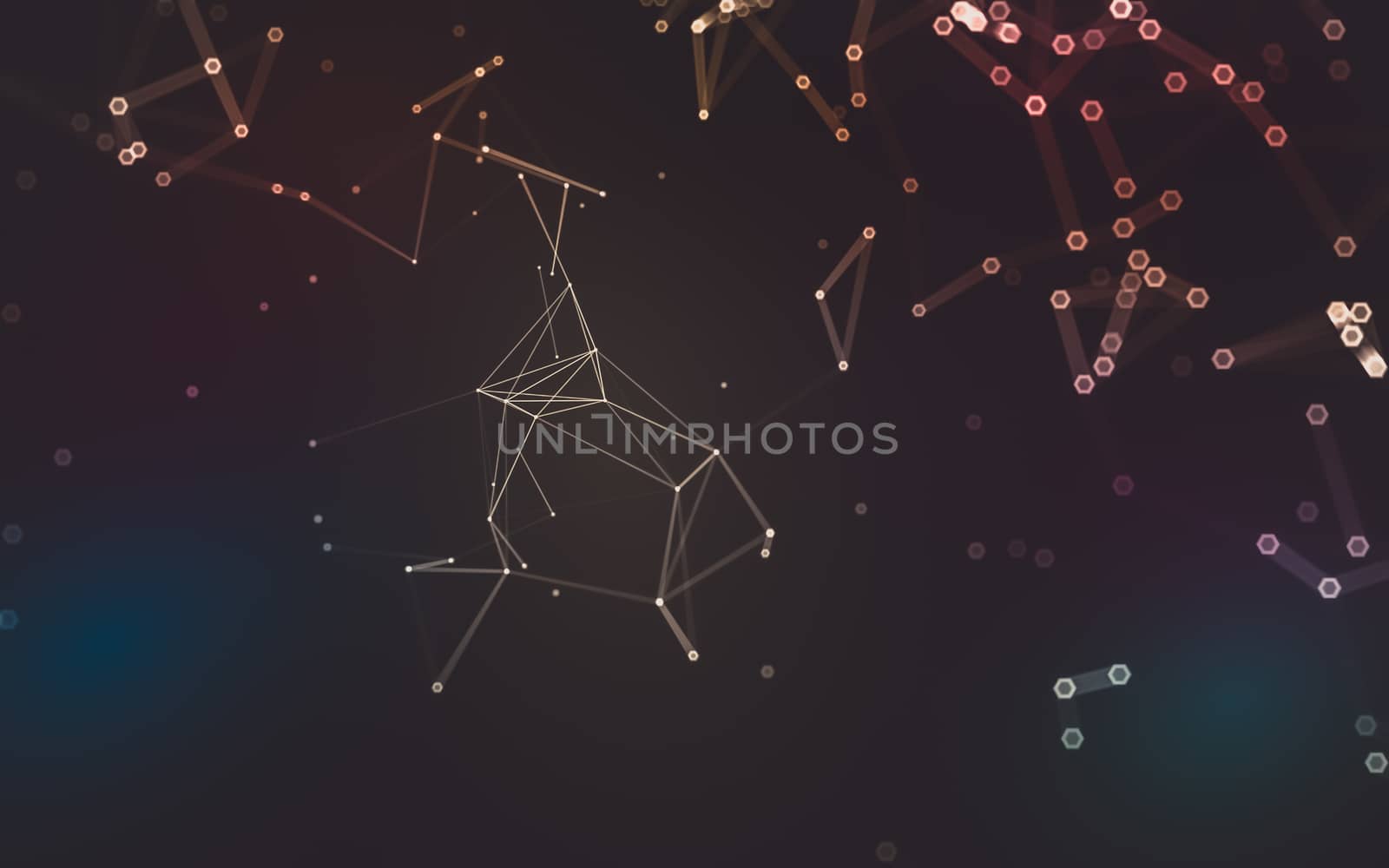 Abstract polygonal space low poly dark background with connecting dots and lines. Connection structure. 3d rendering