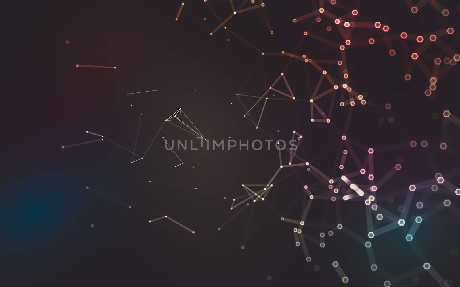 Abstract polygonal space low poly dark background with connecting dots and lines. Connection structure. 3d rendering