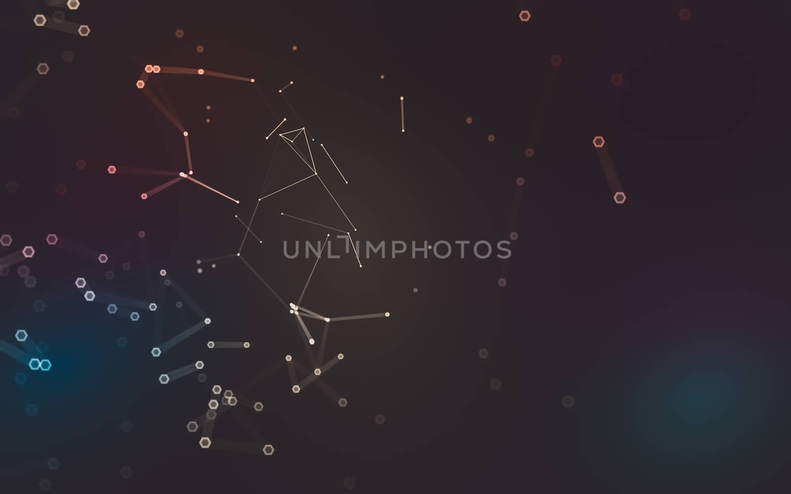 Abstract polygonal space low poly dark background, 3d rendering by teerawit