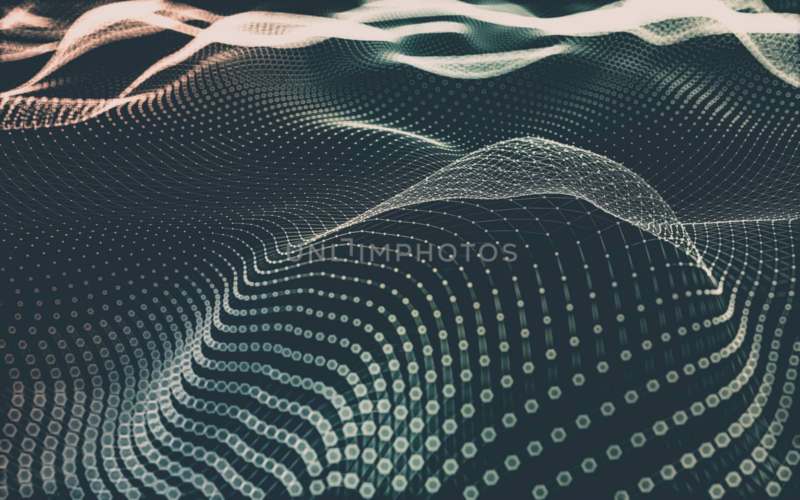 Abstract polygonal space low poly dark background with connecting dots and lines. Connection structure. 3d rendering