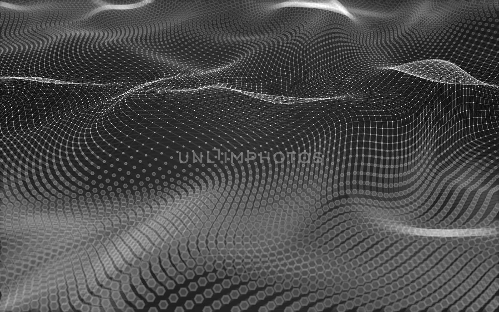 Abstract polygonal space low poly dark background with connecting dots and lines. Connection structure. 3d rendering