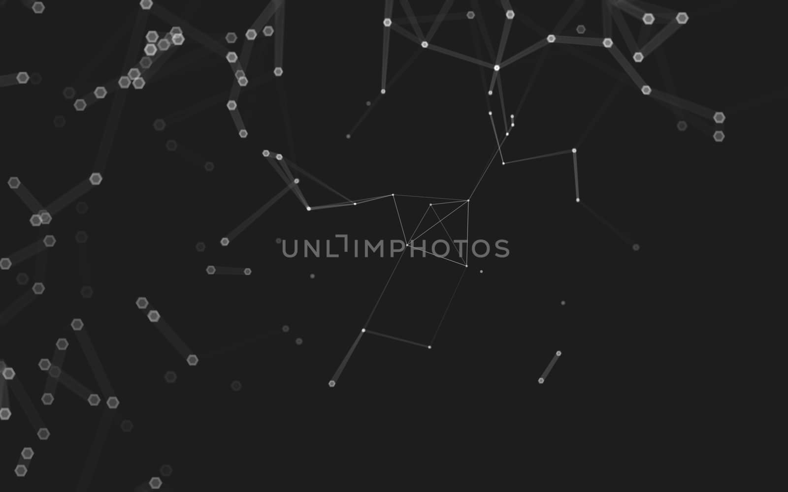 Abstract polygonal space low poly dark background with connecting dots and lines. Connection structure. 3d rendering