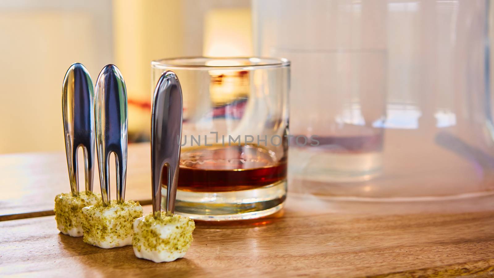 Guatemalan rum in a glass on the bar