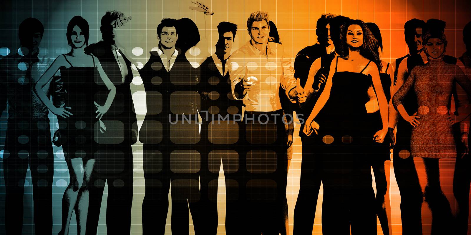 Teamwork on Digital Background as Concept Art