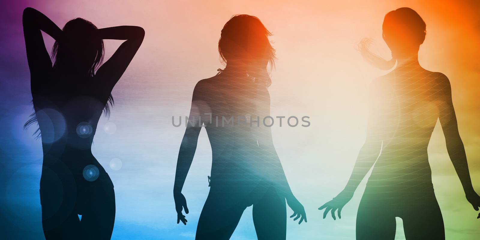 Ladies at the Beach with Silhouette as a Background