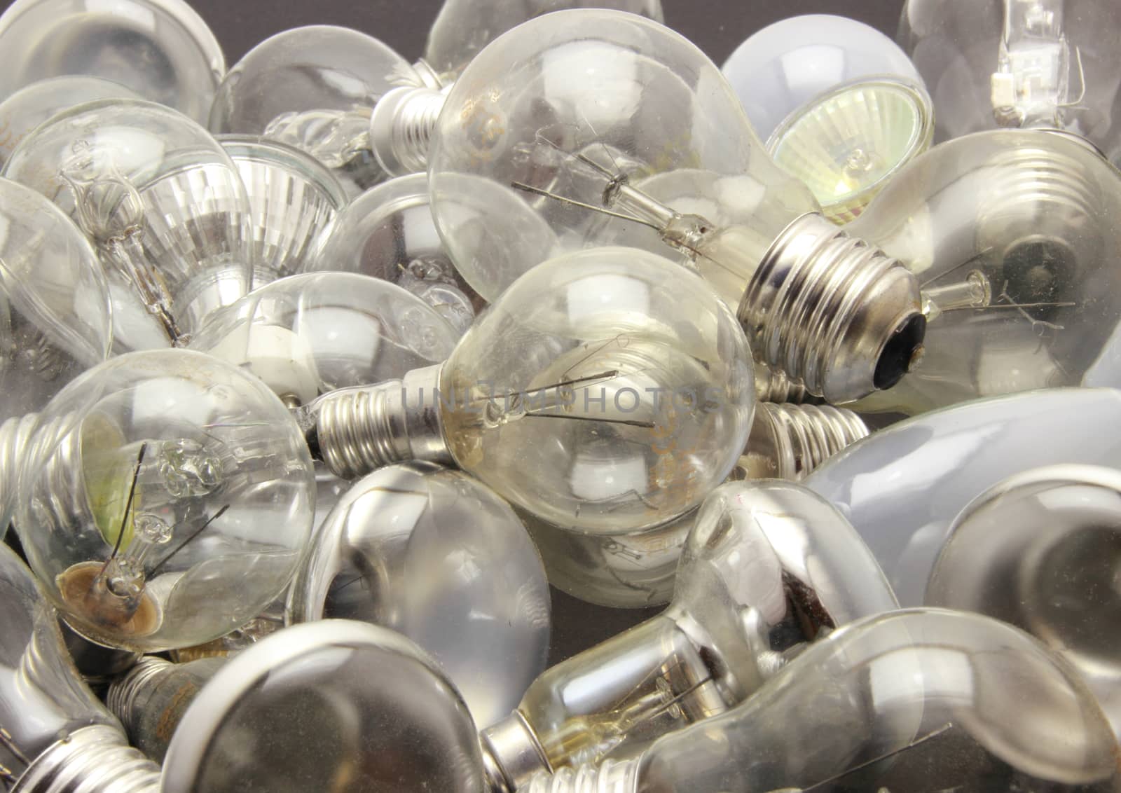 Selection of different used lightbulbs