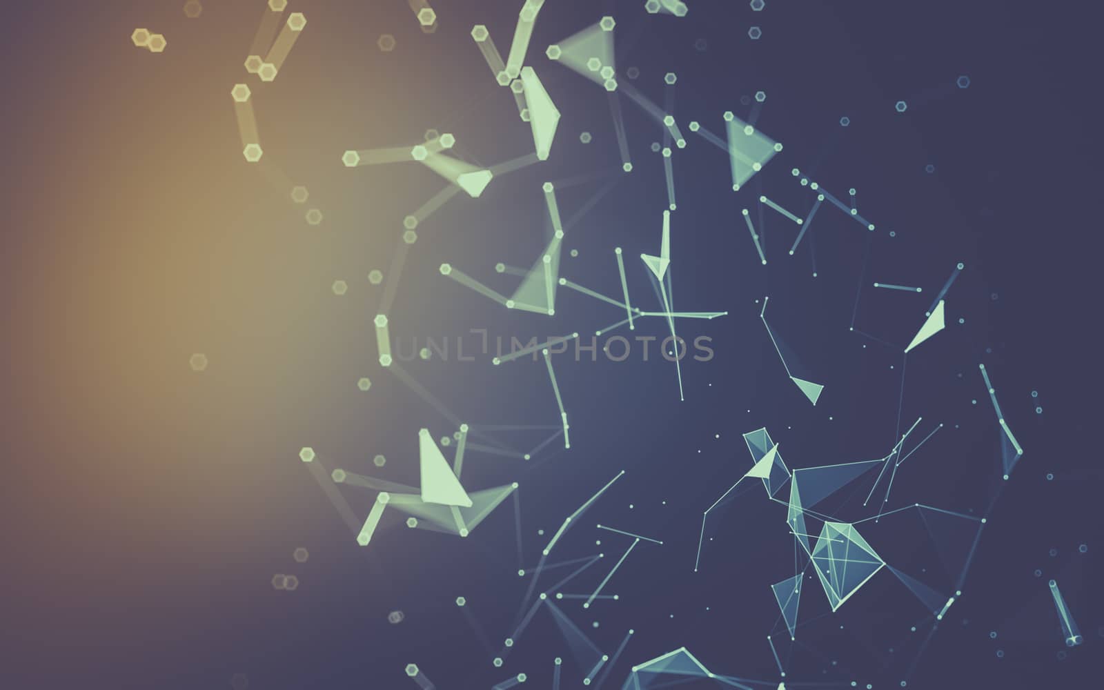 Abstract polygonal space low poly dark background, 3d rendering by teerawit