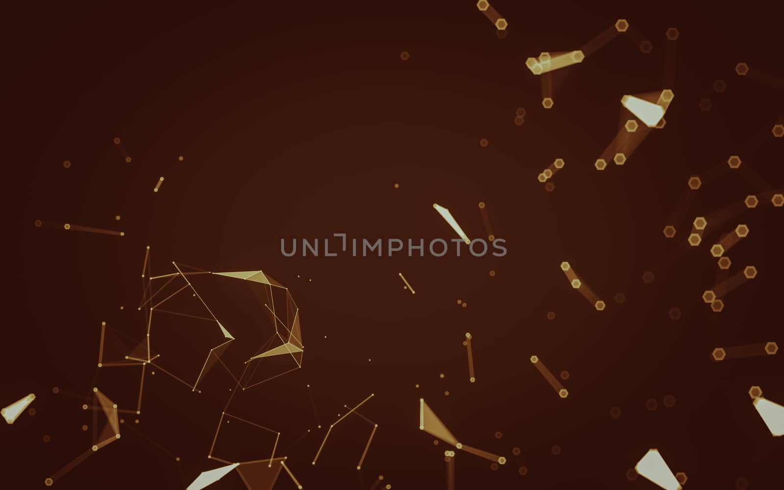 Abstract polygonal space low poly dark background with connecting dots and lines. Connection structure. 3d rendering