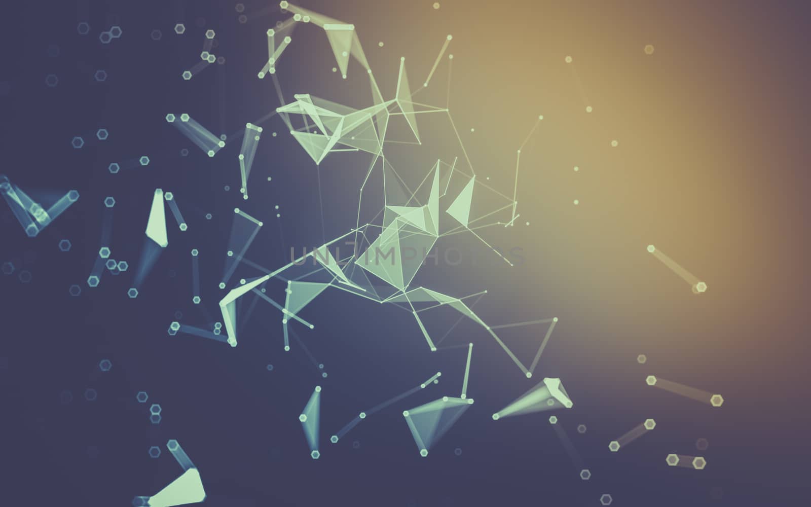 Abstract polygonal space low poly dark background with connecting dots and lines. Connection structure. 3d rendering