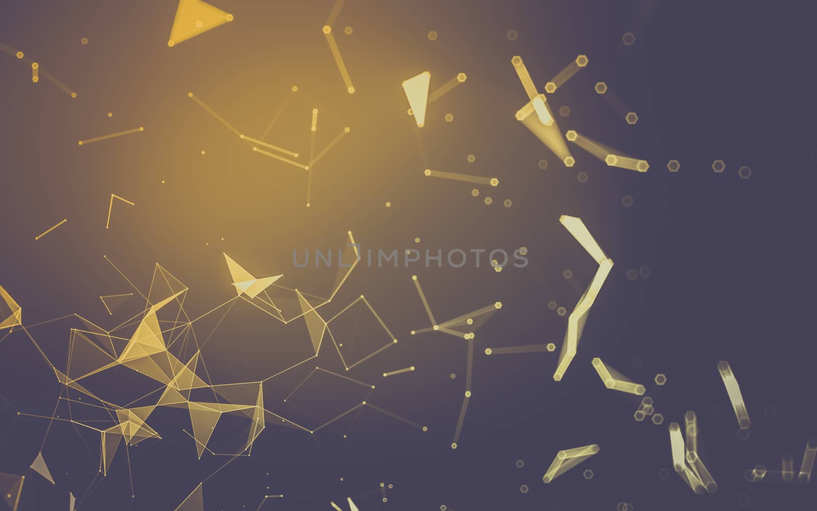 Abstract polygonal space low poly dark background with connecting dots and lines. Connection structure. 3d rendering