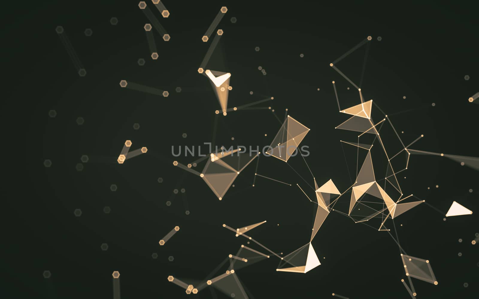 Abstract polygonal space low poly dark background with connecting dots and lines. Connection structure. 3d rendering