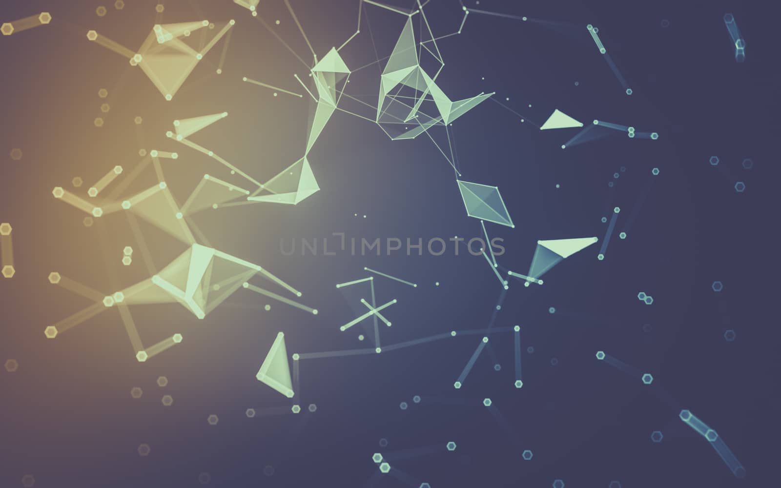 Abstract polygonal space low poly dark background, 3d rendering by teerawit