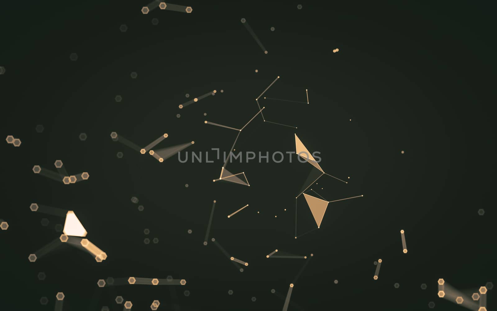 Abstract polygonal space low poly dark background, 3d rendering by teerawit