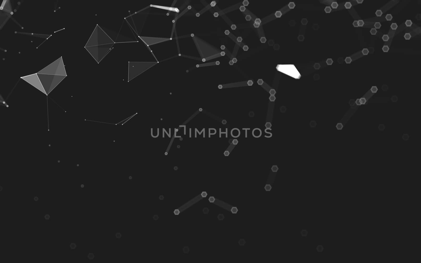 Abstract polygonal space low poly dark background, 3d rendering by teerawit