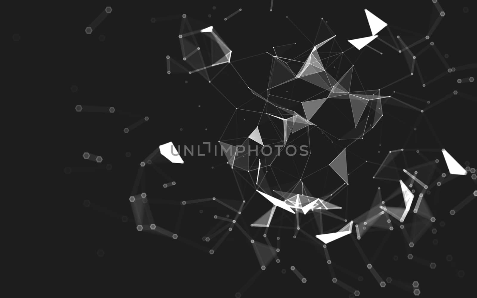 Abstract polygonal space low poly dark background with connecting dots and lines. Connection structure. 3d rendering