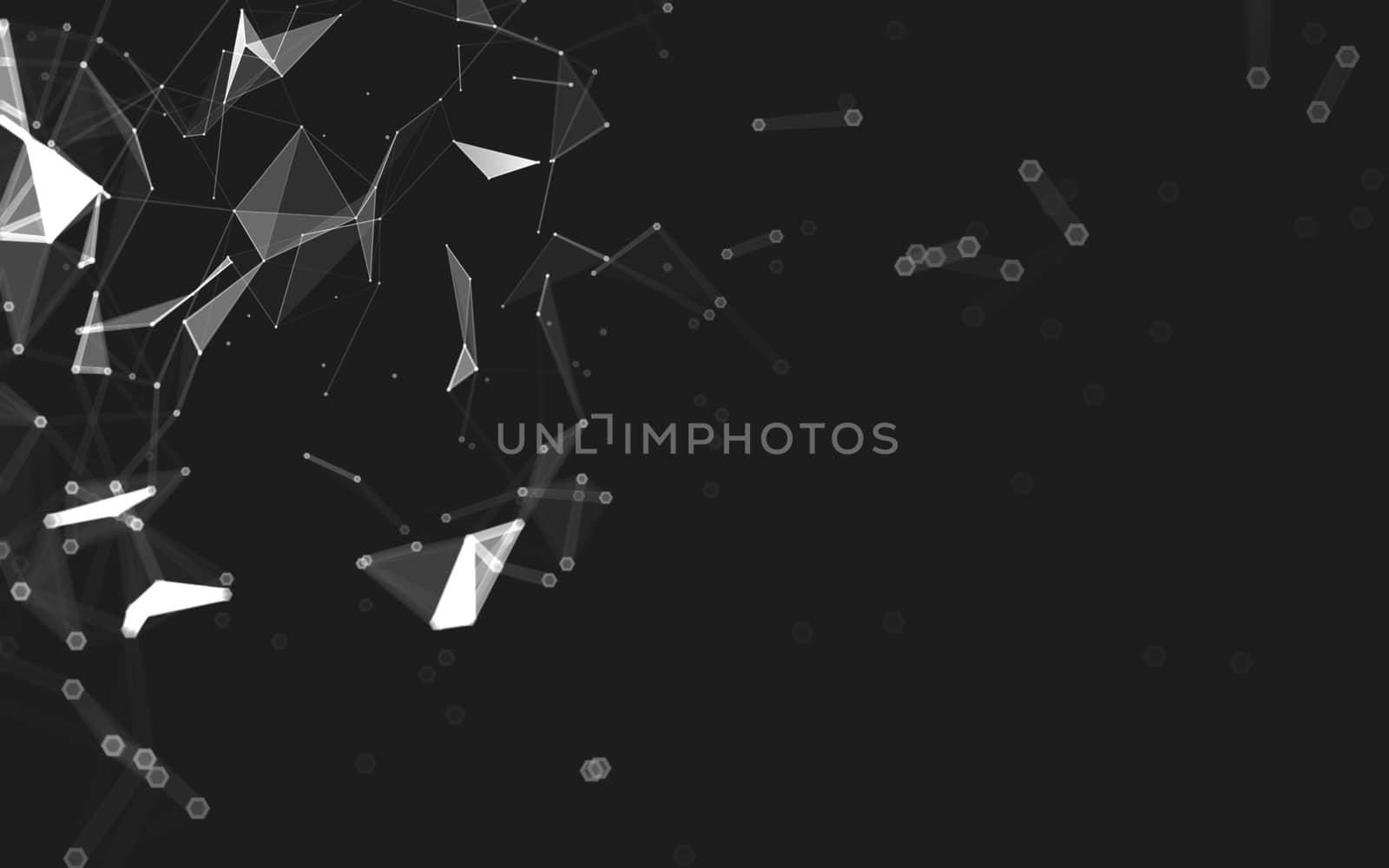 Abstract polygonal space low poly dark background, 3d rendering by teerawit