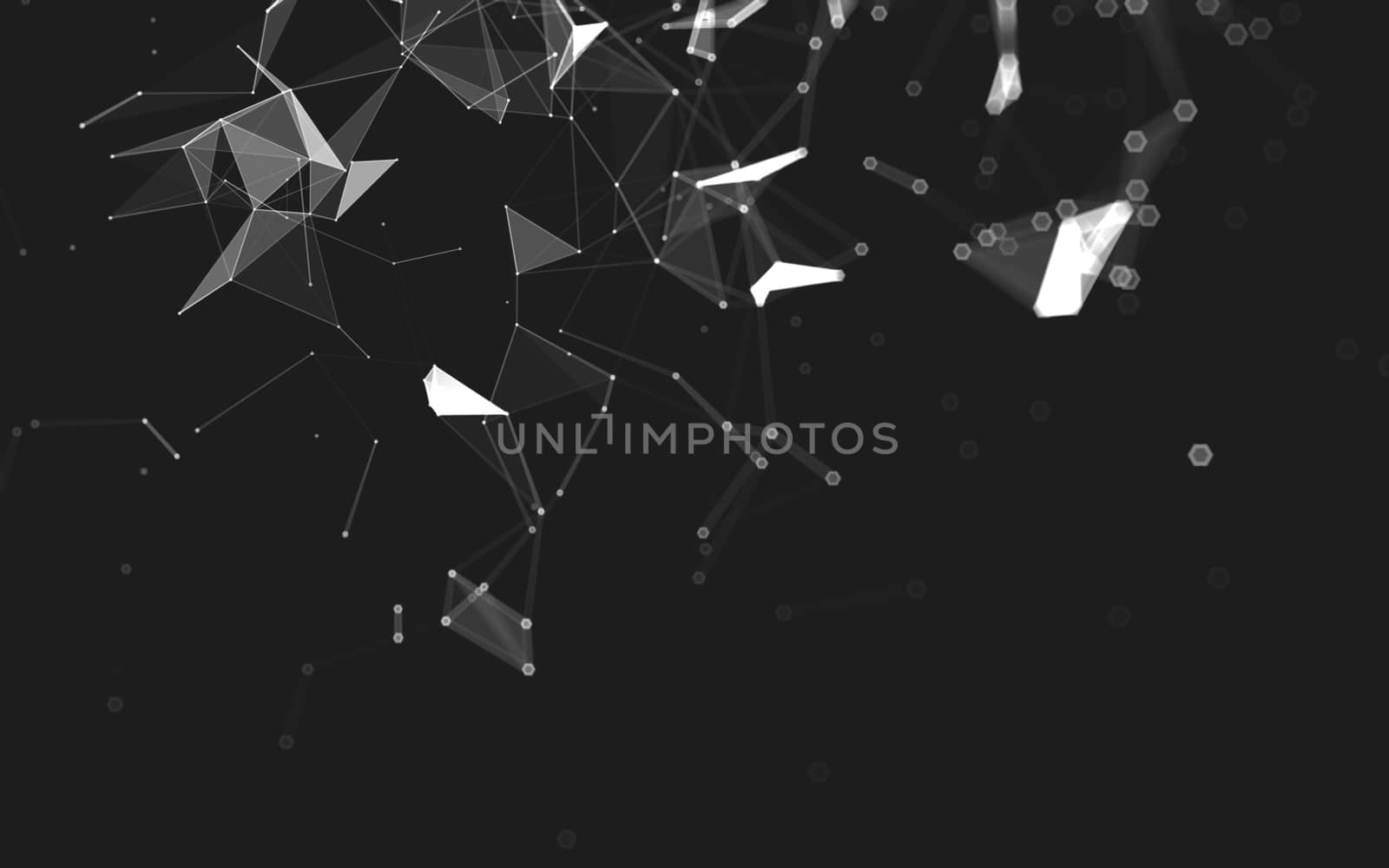 Abstract polygonal space low poly dark background, 3d rendering by teerawit