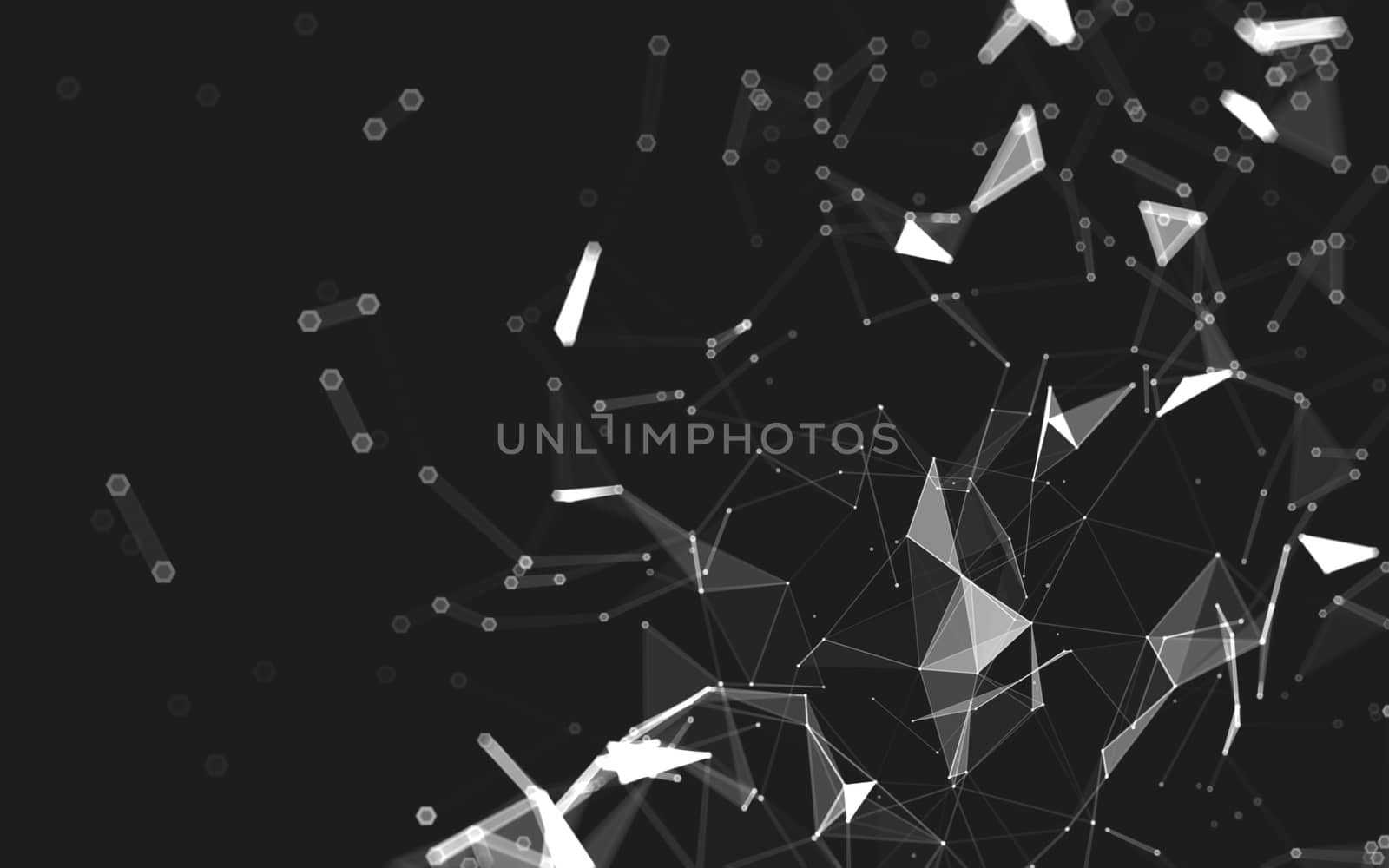 Abstract polygonal space low poly dark background, 3d rendering by teerawit