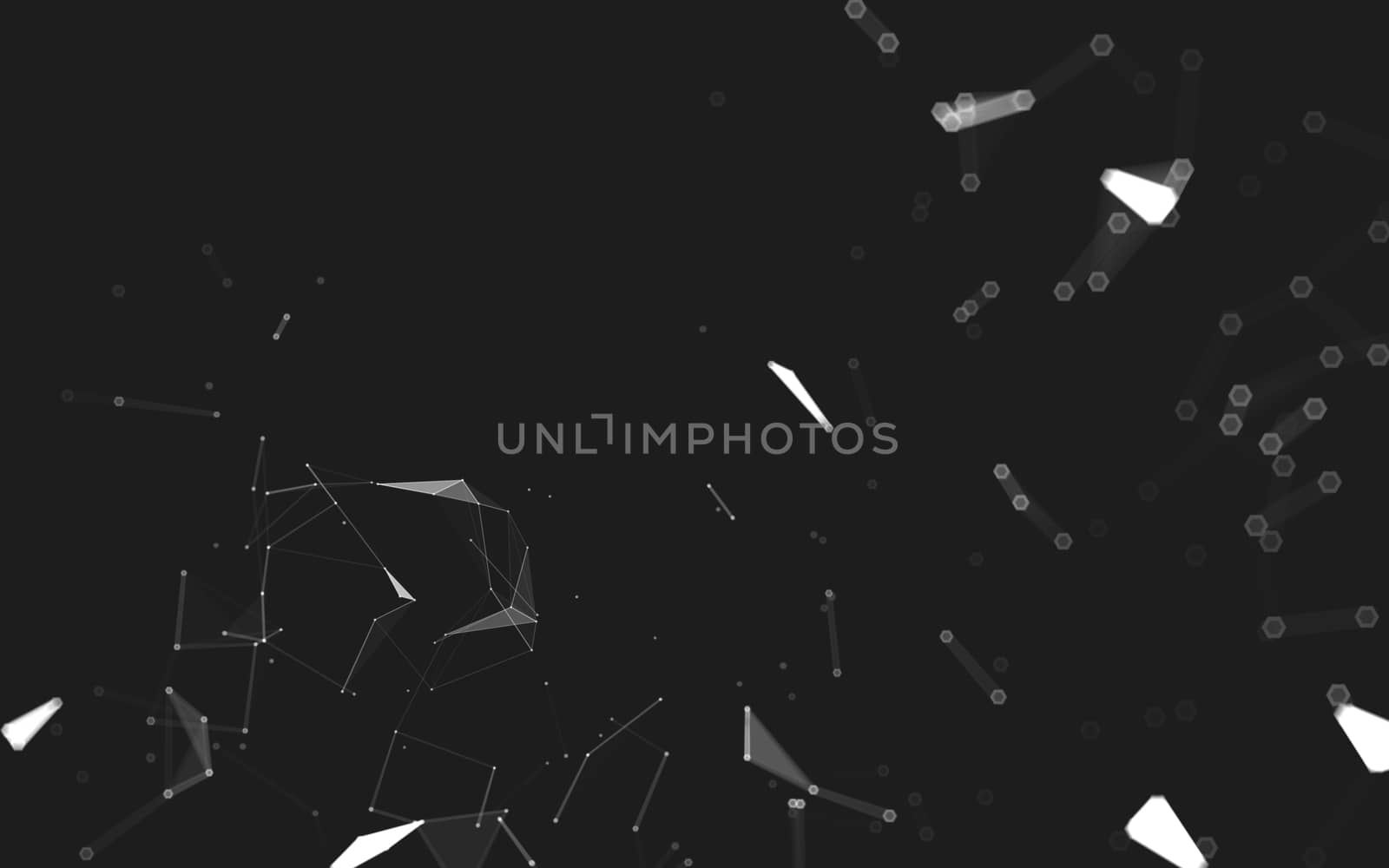 Abstract polygonal space low poly dark background, 3d rendering by teerawit