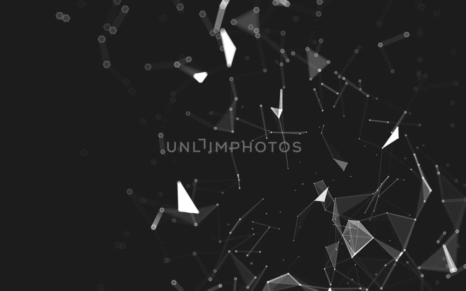 Abstract polygonal space low poly dark background with connecting dots and lines. Connection structure. 3d rendering