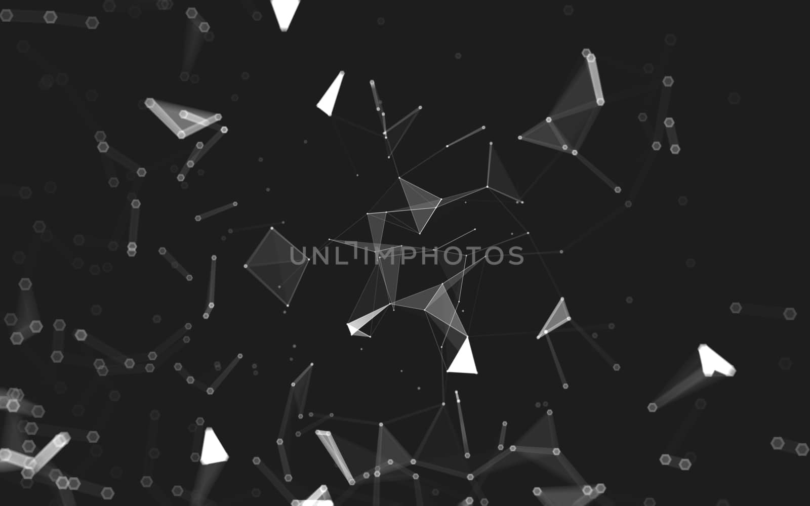 Abstract polygonal space low poly dark background with connecting dots and lines. Connection structure. 3d rendering