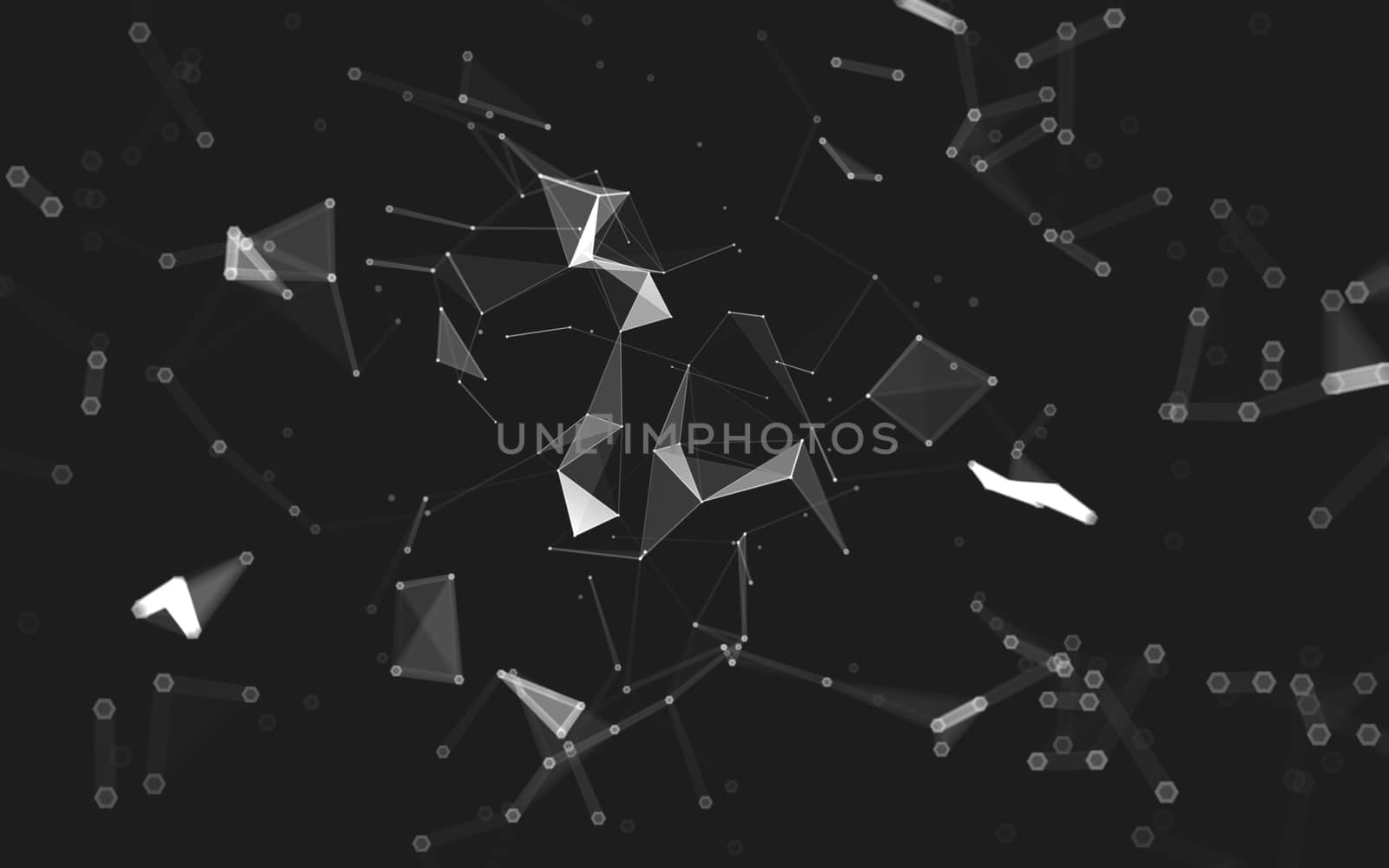 Abstract polygonal space low poly dark background with connecting dots and lines. Connection structure. 3d rendering