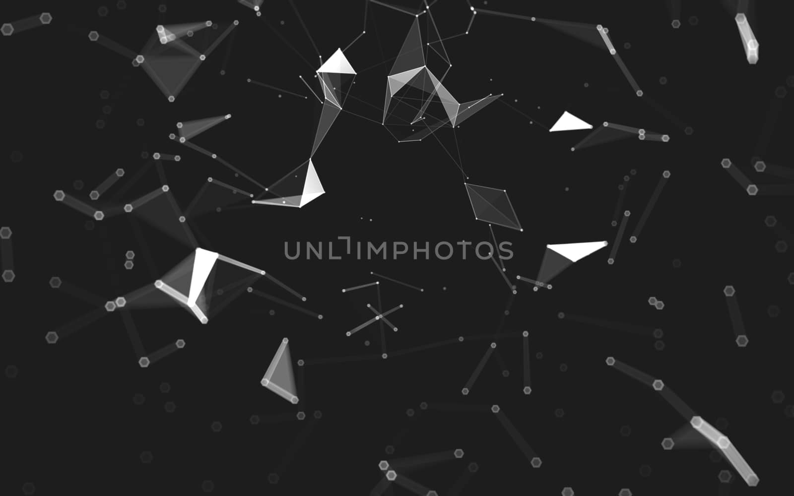 Abstract polygonal space low poly dark background, 3d rendering by teerawit