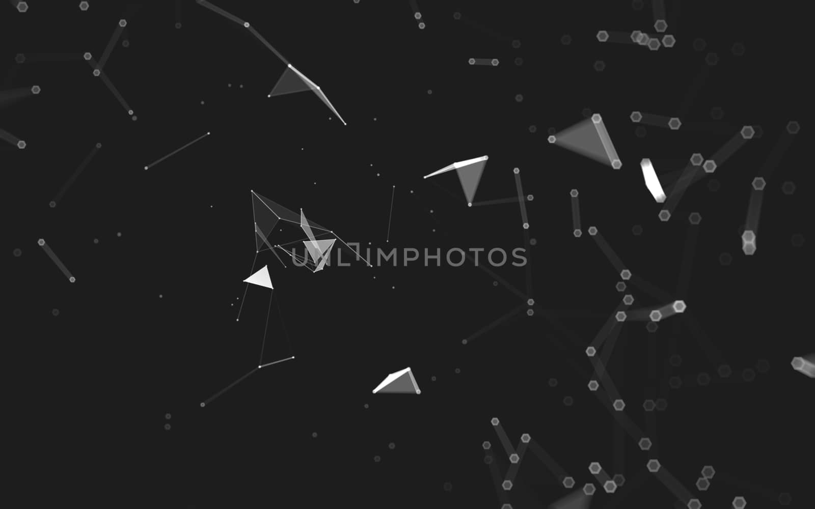 Abstract polygonal space low poly dark background, 3d rendering by teerawit