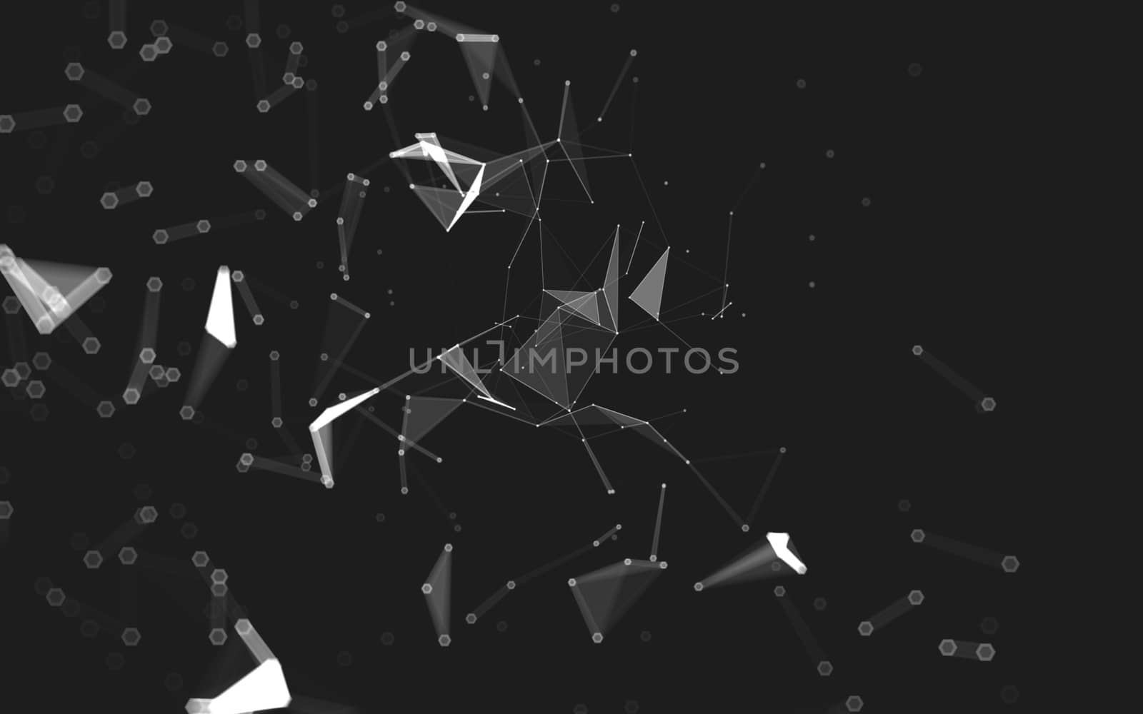 Abstract polygonal space low poly dark background, 3d rendering by teerawit