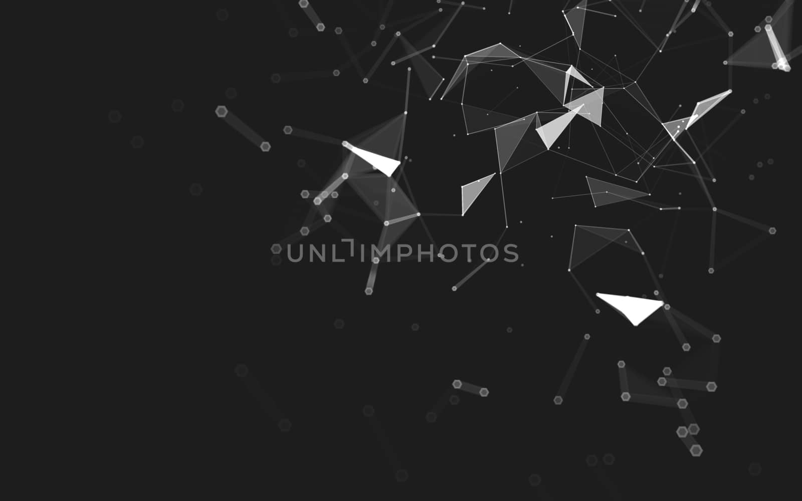 Abstract polygonal space low poly dark background with connecting dots and lines. Connection structure. 3d rendering