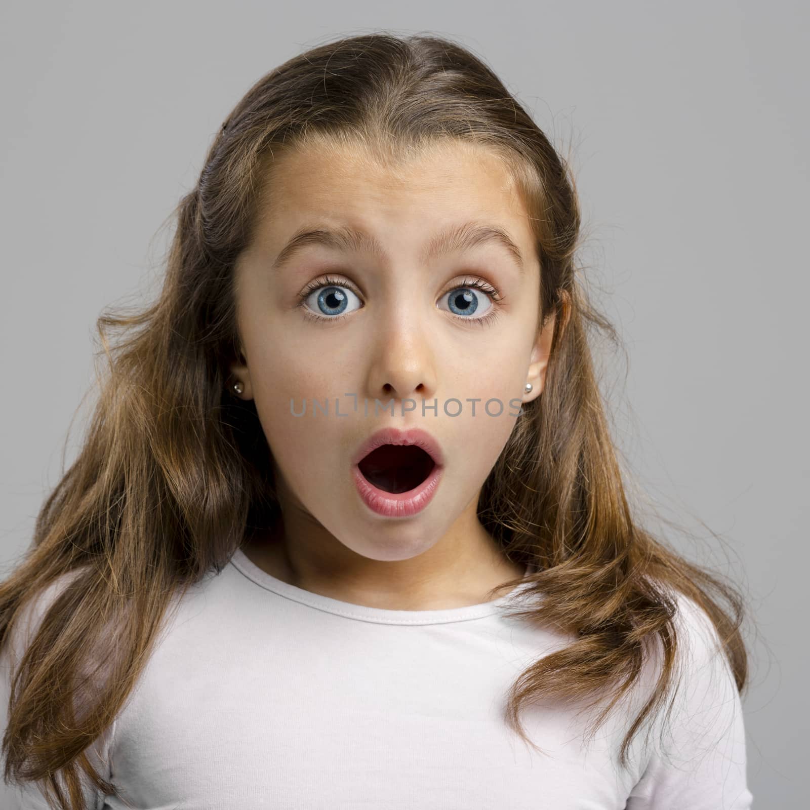 Portrait of a little girl making a astonished expression