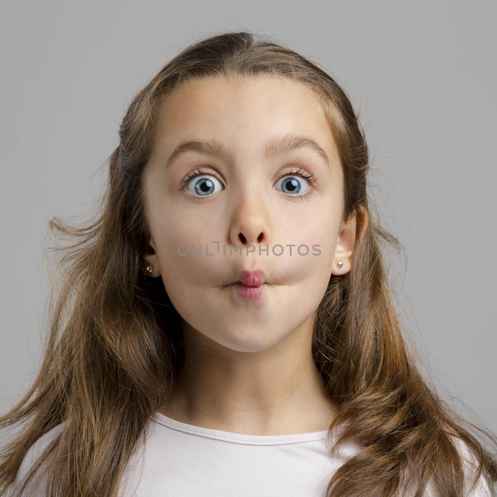 Portrait of a little girl with a funny expression