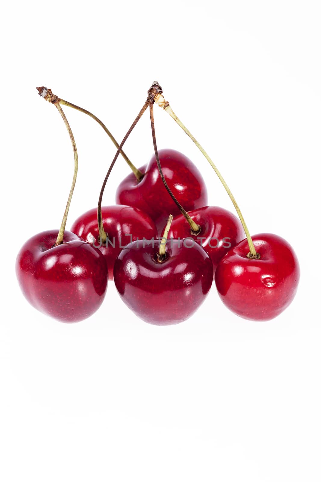 some fruits of red cherry isolated on white background.