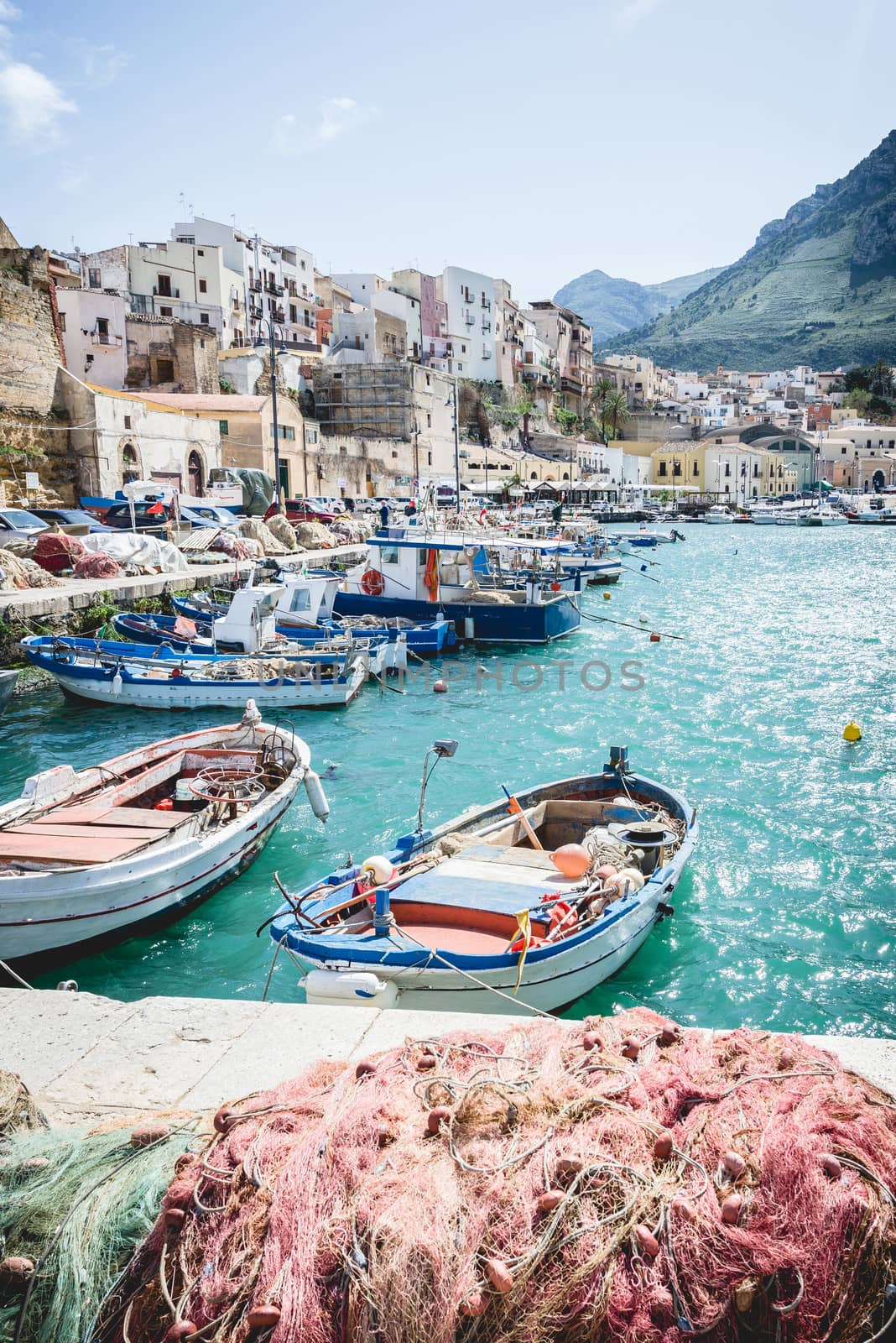 Enchanting fisching port in small town of Castellammare del Golfo on Sicily