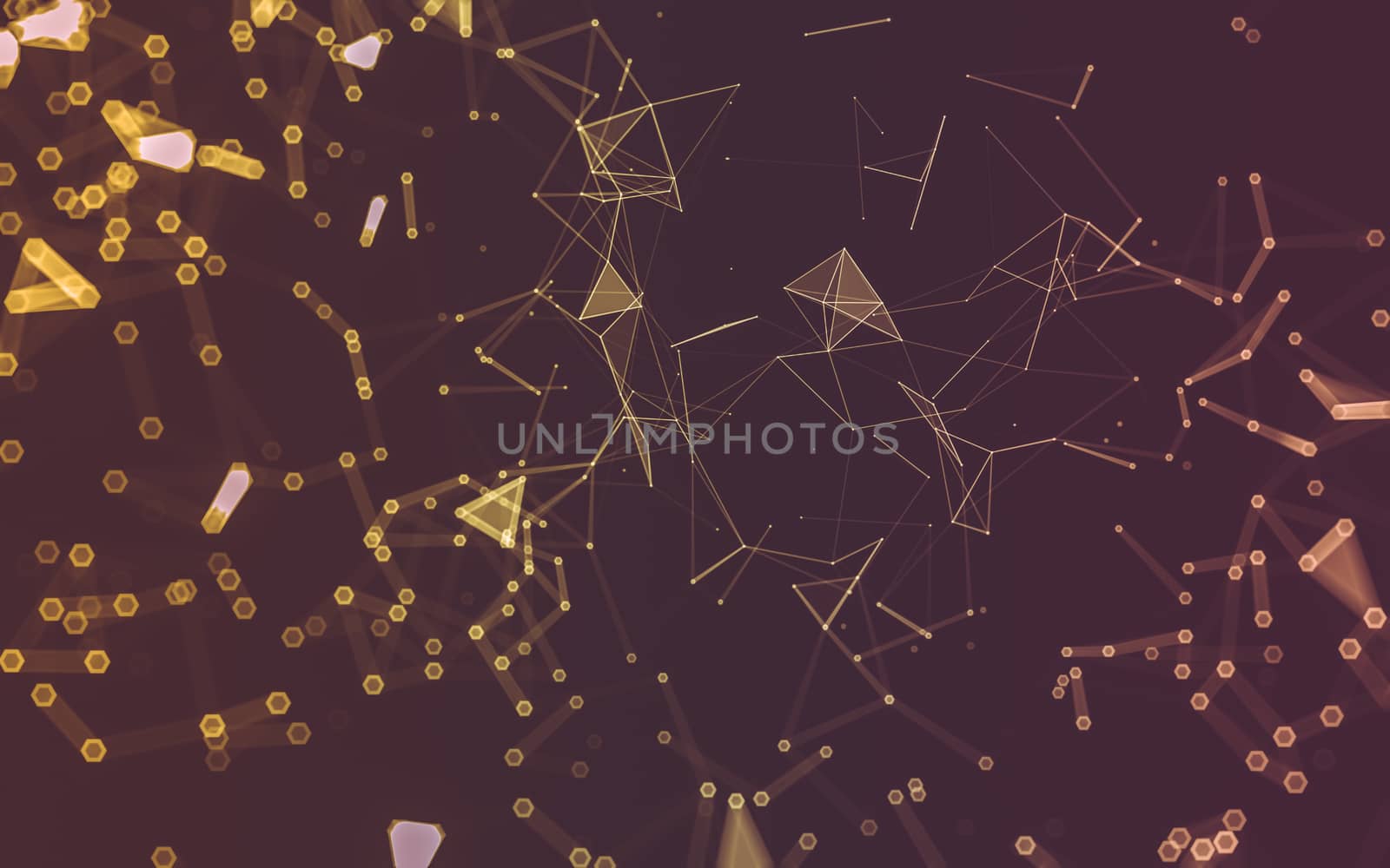 Abstract polygonal space low poly dark background with connecting dots and lines. Connection structure. 3d rendering