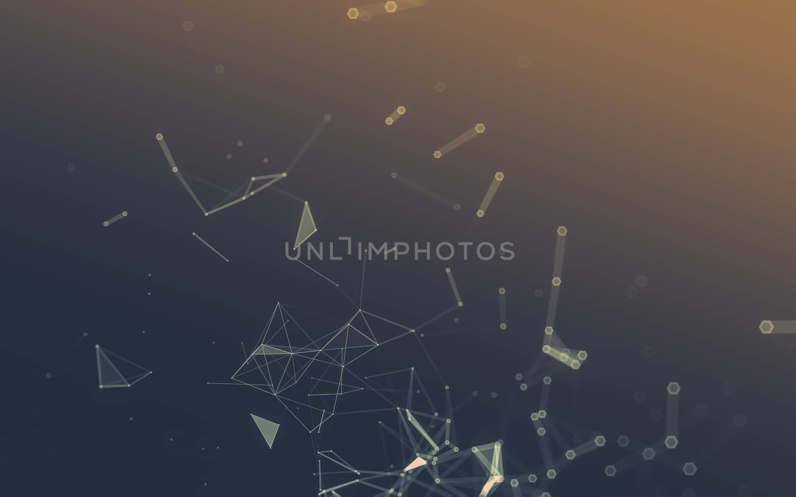 Abstract polygonal space low poly dark background, 3d rendering by teerawit