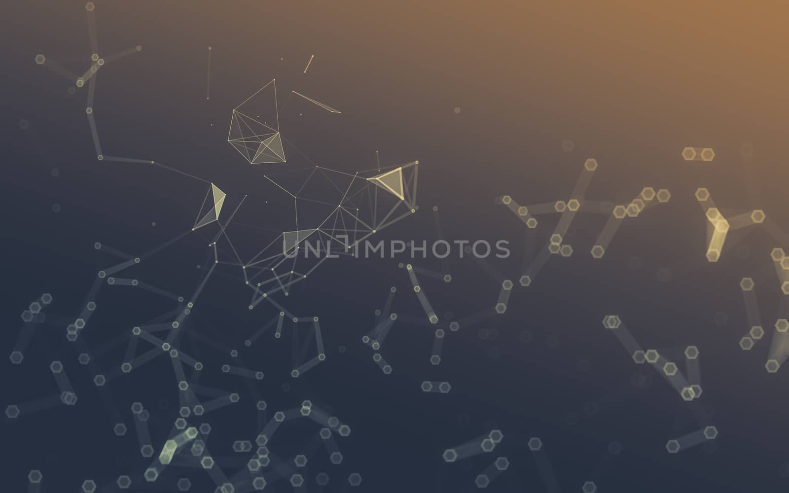 Abstract polygonal space low poly dark background, 3d rendering by teerawit